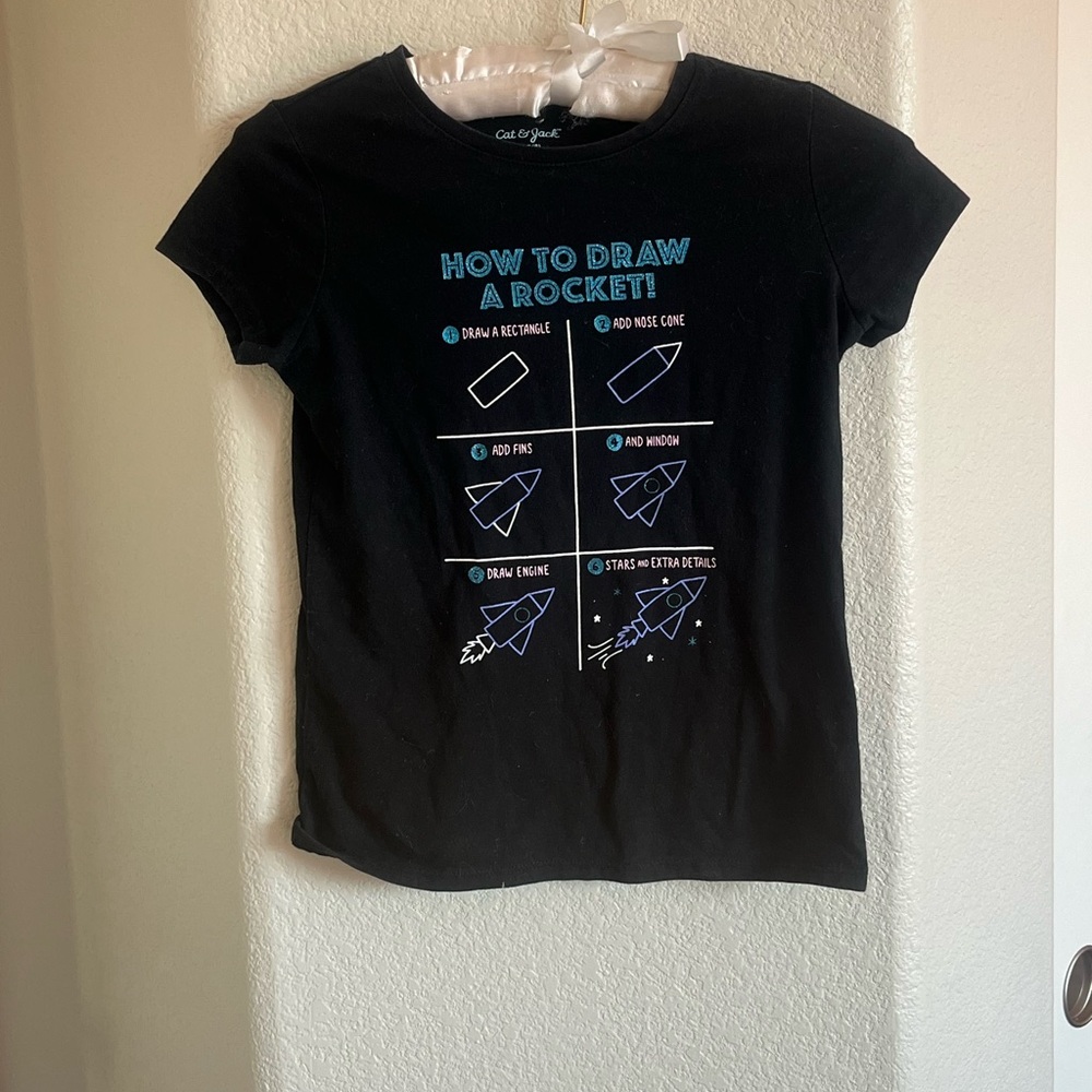 Cat & Jack Black Rocket Drawing Guide T-Shirt